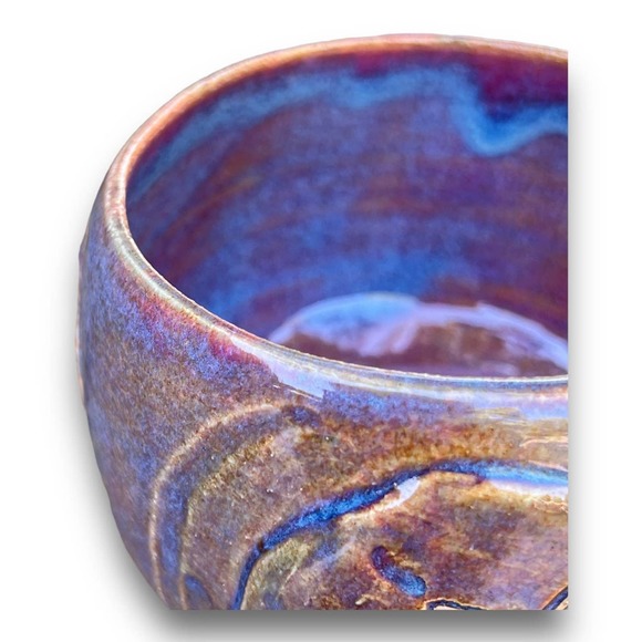 Sand Dollar Pink & Blue Stoneware Pottery Planter/Sea Shell Lover Gift 4x4” - Picture 4 of 11